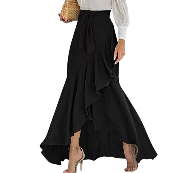 Dresses & Skirts - Women Elastic Back A Line Flowy Skirt Maxi Skirt Tie Front, Fishtail